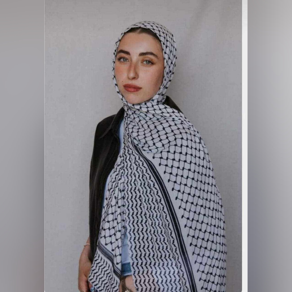 Palestine Kuffiya Scarf\ hajab  ,black /white